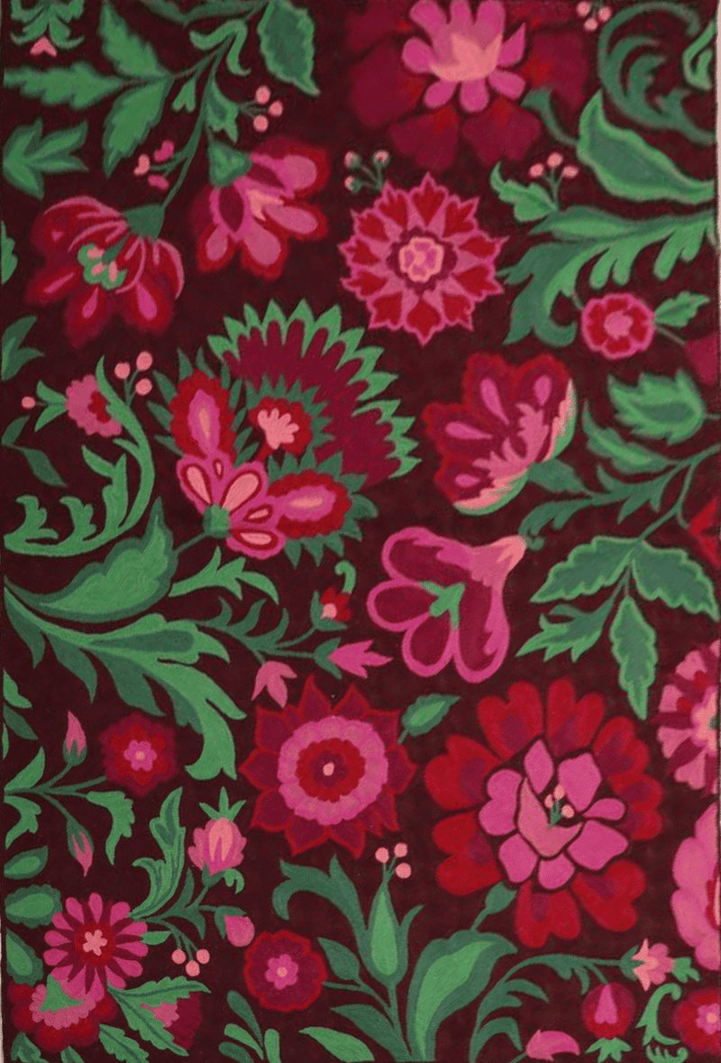 Floral Pattern in Burgundy In crewel embroidery Jahangir Ahmed Bhat