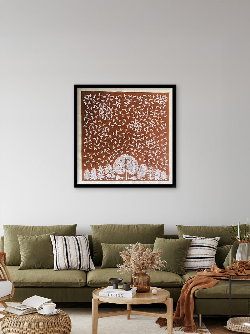 Forest, Warli Art by Dilip Bahotha