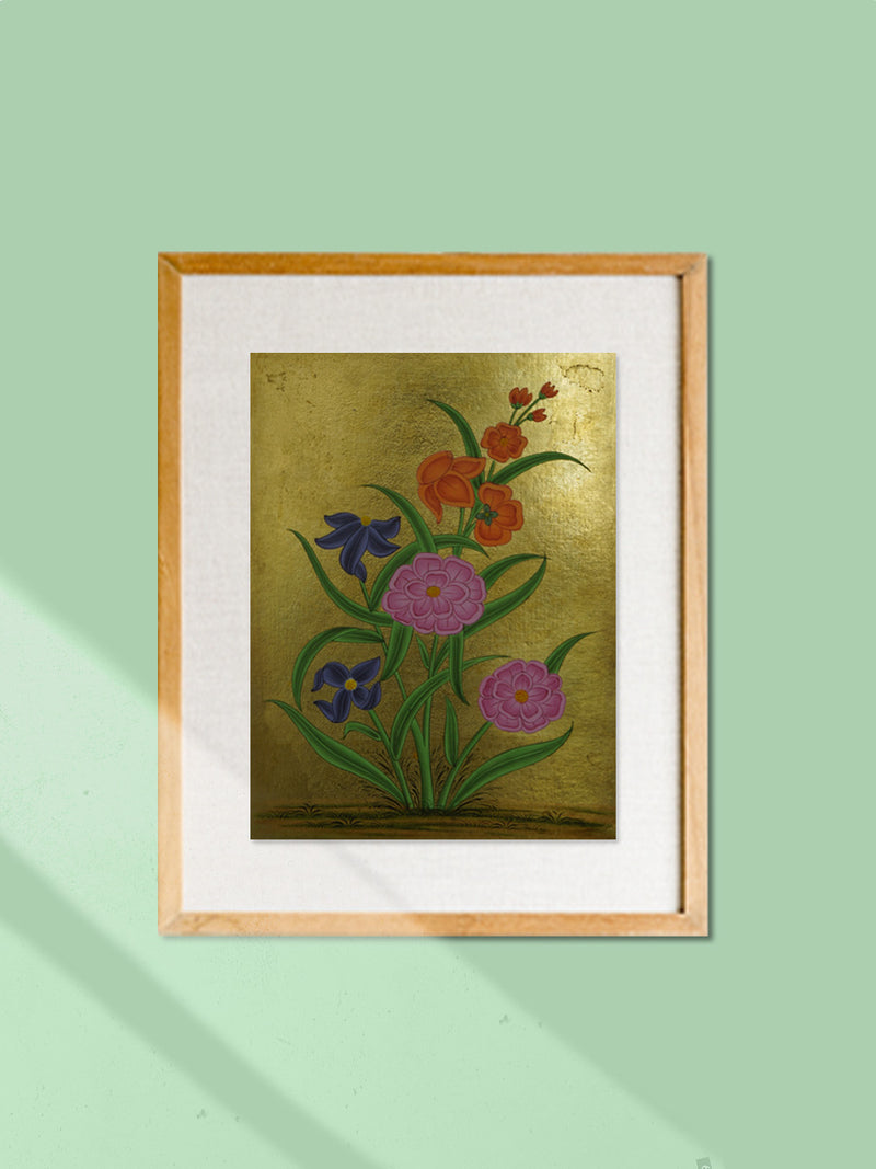 Shop Vibrant Flowers In Mughal Miniature by Mohan Prajapati