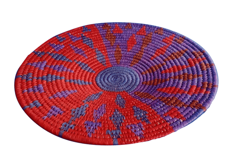 Buy Plate woven in shades of red and violet sabari grass work by Dipali Mura