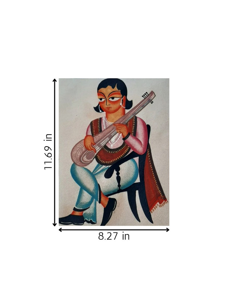 Melodies of Musician: Kalighat Art for sale