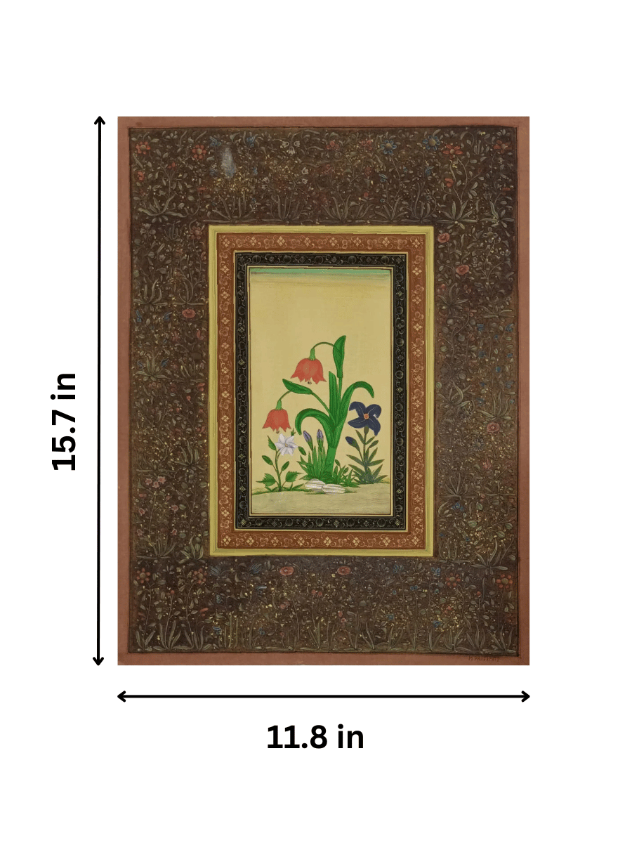 Mughal Blooms in Miniature Painting for sale