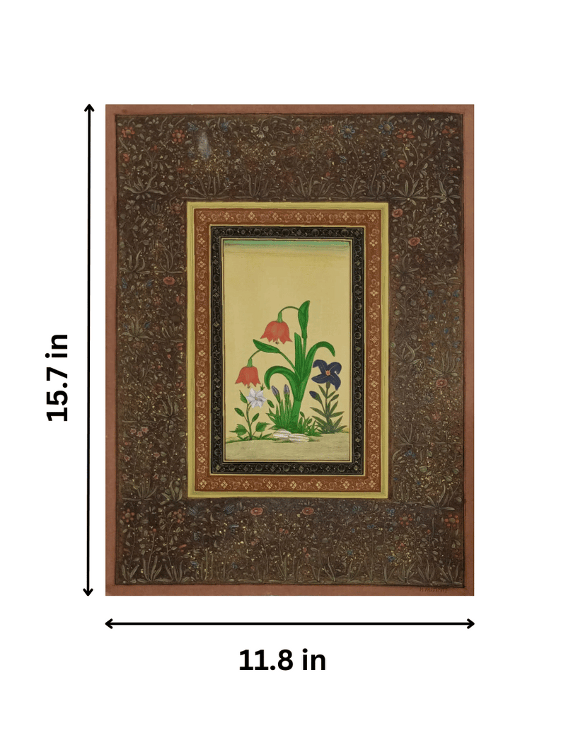 Mughal Blooms in Miniature Painting for sale