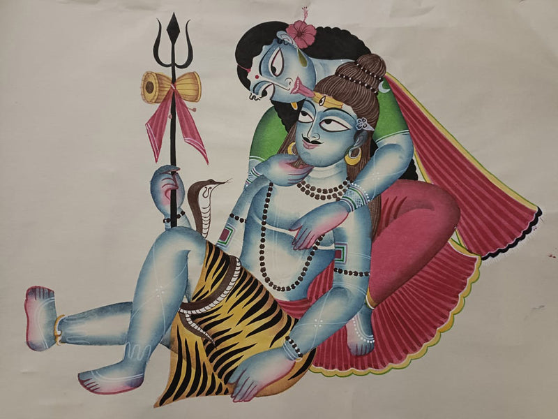 Shiv and Parvati in Kalighat by Anwar Chitrakar