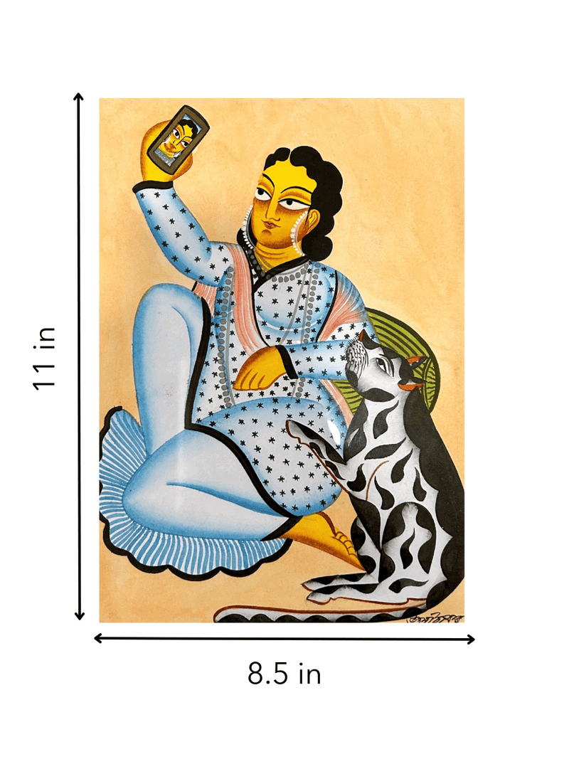 Taking selfie with pet In Kalighat By Uttam Chitrakar