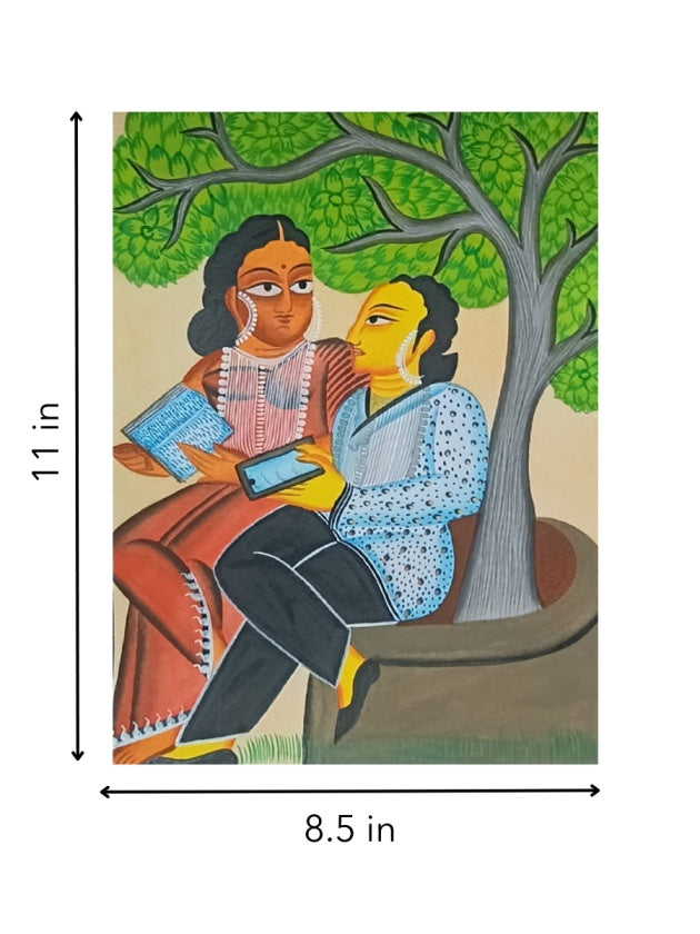 Woman and Man in Kalighat by Uttam Chitrakar