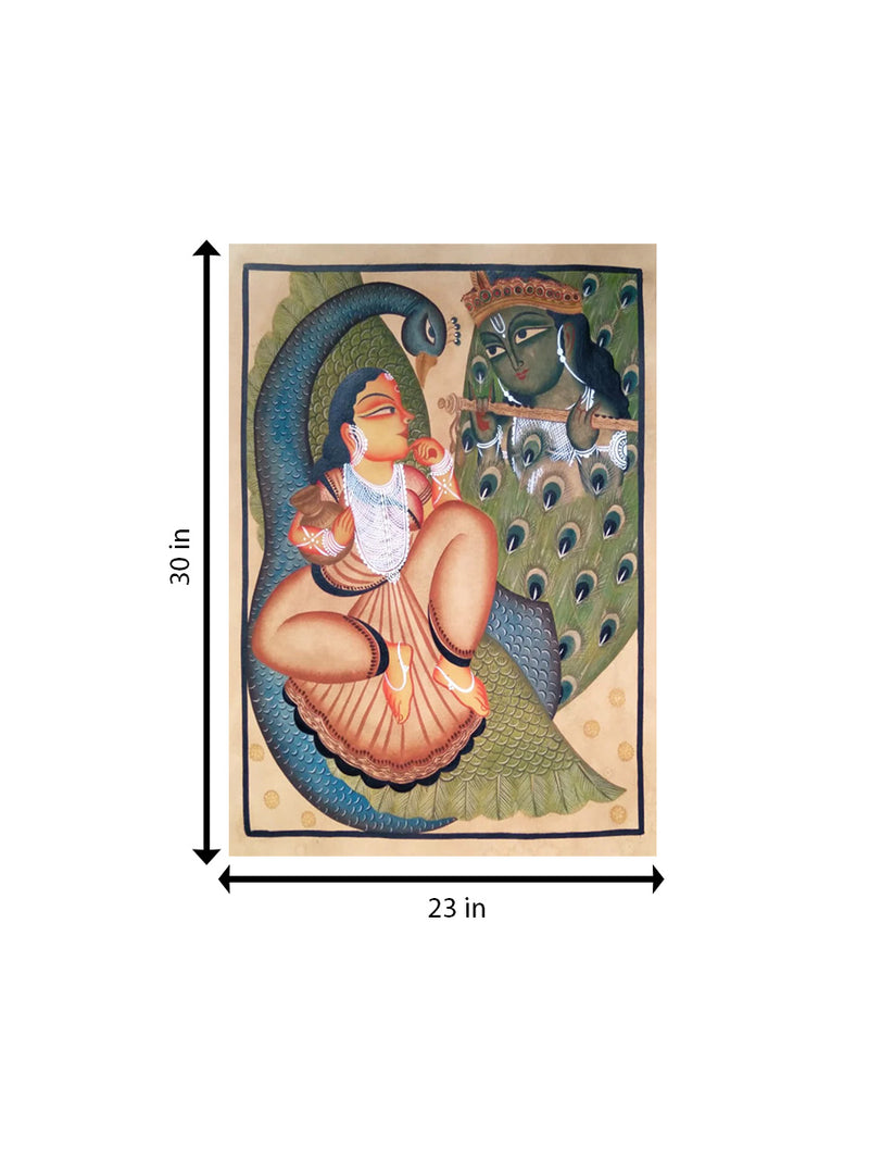 Krishna's Radiance:Kalighat Art for sale