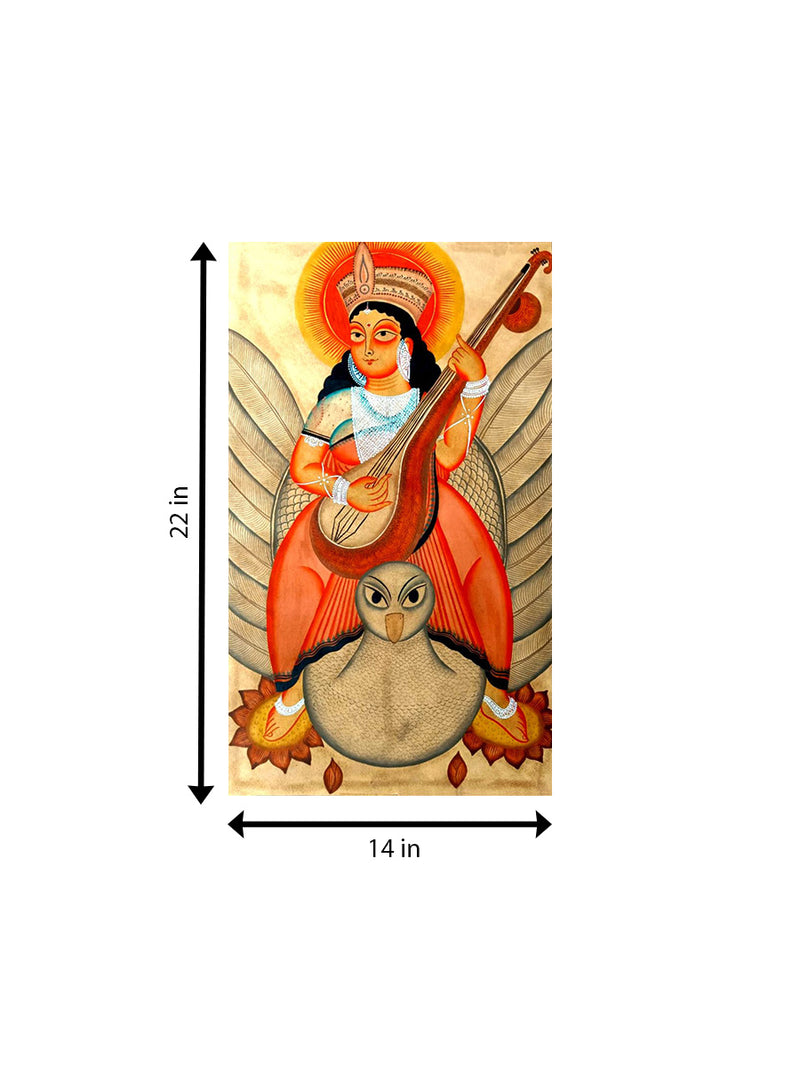 Saraswati's Grace: Kalighat Art for sale