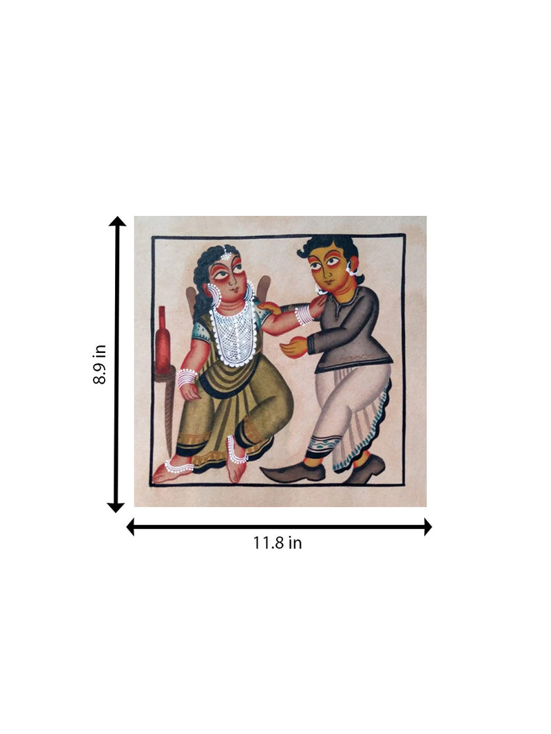 Symphony of a couple: Kalighat Painting for sale