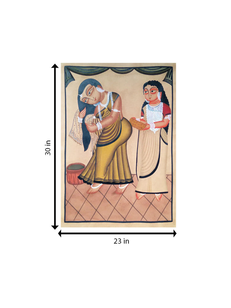 Tapestry of Companionship : Kalighat Art for sale