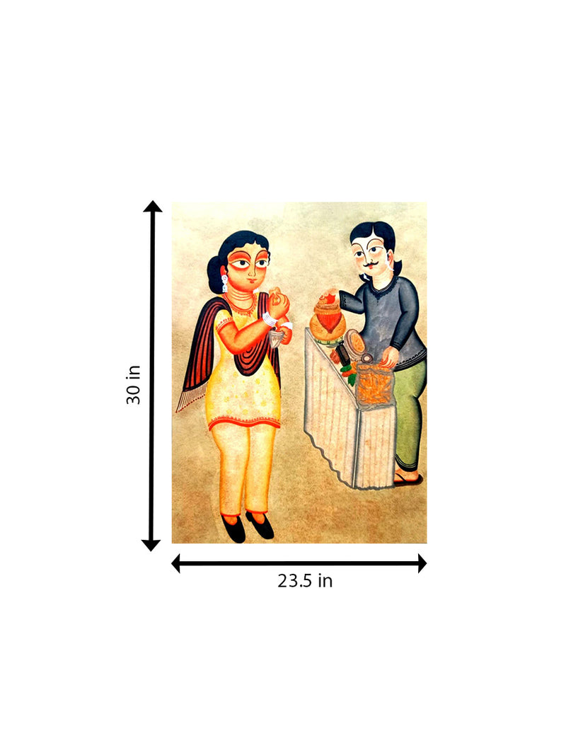 The Phuchkawala in Kalighat Art for sale