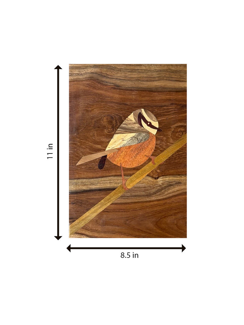 Sparrow in Wood Inlay by Mohan Kumar