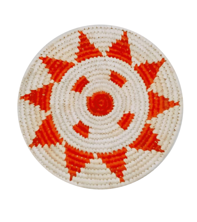 Buy Cream and Orange geometric patterned coaster Sabari Grass Work by Dipali Mura