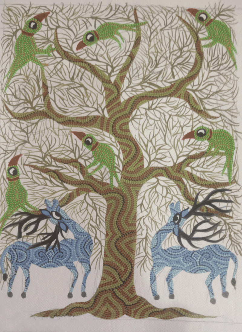 Buy Deer and Birds In Bhil By Geeta Bariya