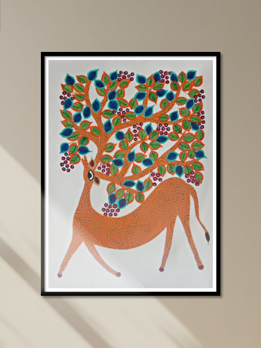 Shop A Deer in Enchanted Forest Bhil Painting by Geeta Bariya