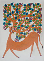 Buy A Deer in Enchanted Forest Bhil Painting by Geeta Bariya