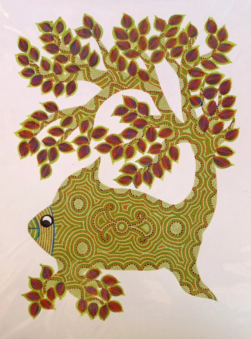 Buy A Fish amidst a Tree in Bhil Painting by Geeta Bariya