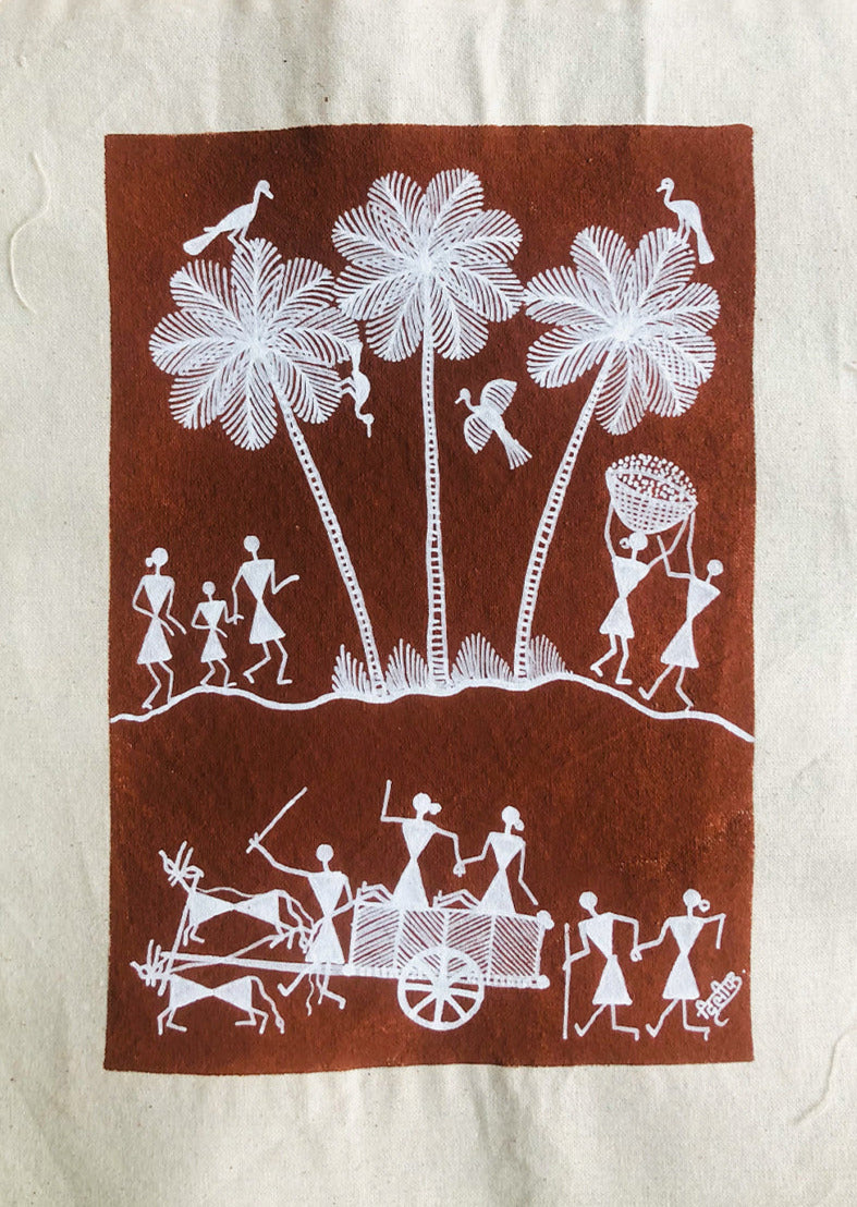 Buy A Rural Landscape, Warli Art by Dilip Bahotha