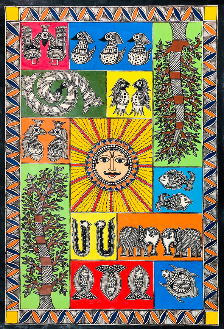 Buy Sun & nature, Madhubani by Ambika devi