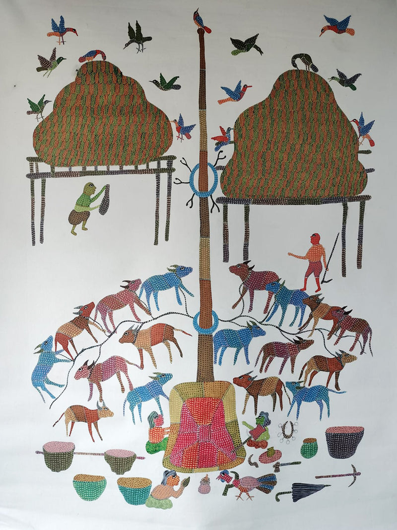 shop A Village Scene in Gond by Gareeba Singh Tekam