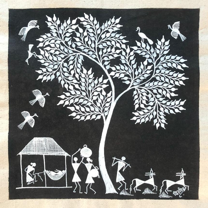 A Warli Village, Warli Art by Dilip Bahotha