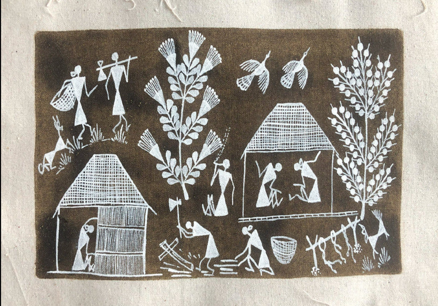 Buy A Warli Village, Warli Art by Dilip Bahotha