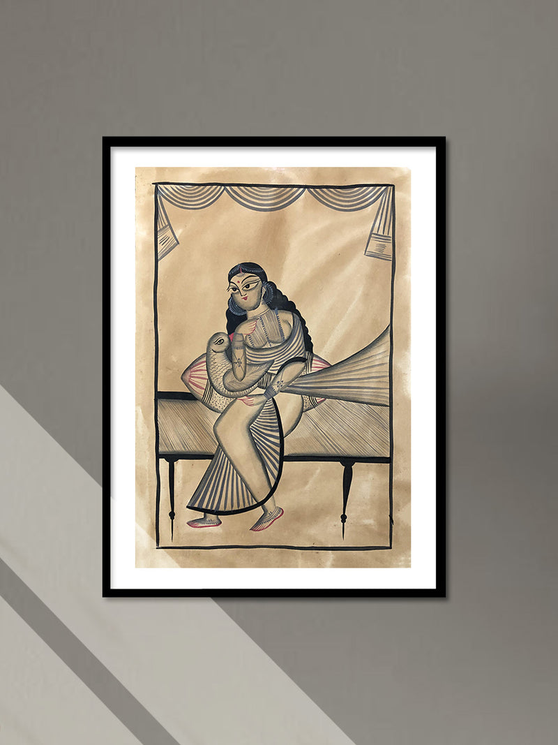 Shop A Woman and a Bird in Kalighat by Uttam Chitrakar