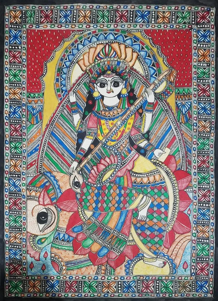 Buy Saraswati Madhubani Painting By Ambika Devi