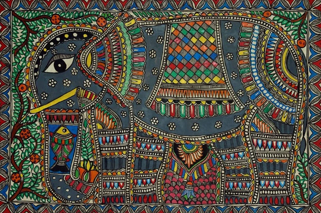 Shop Fish in the Royal Trunk Madhubani Painting by Ambika Devi