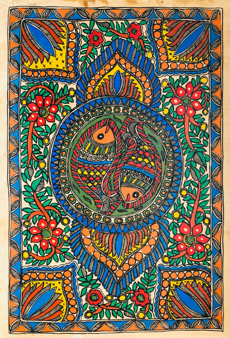 Buy Fish, Madhubani art by Ambika devi