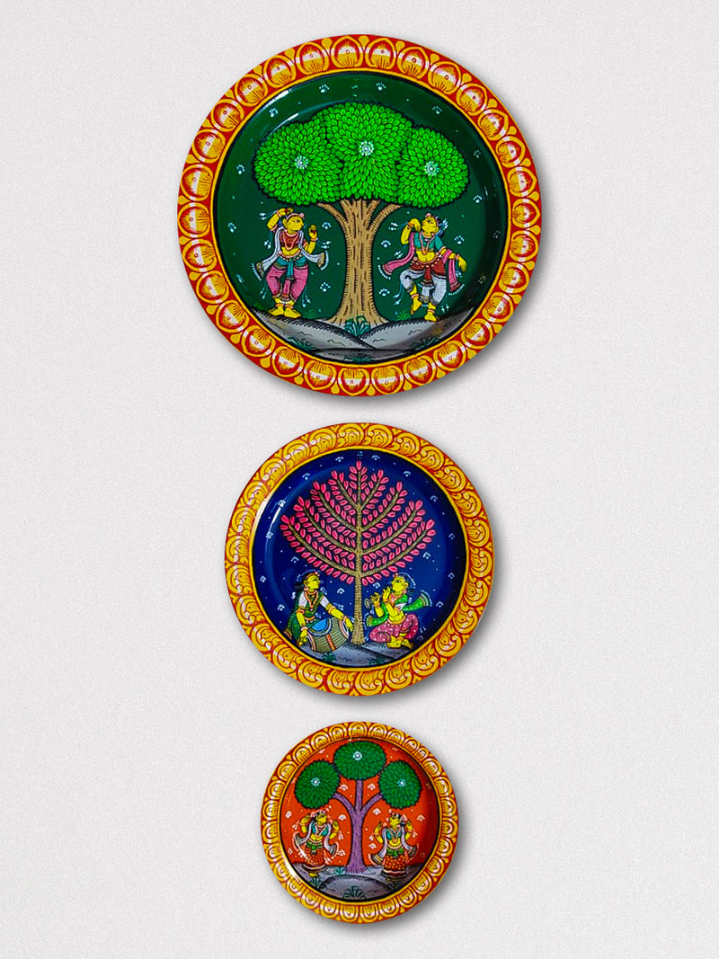 Folk Art Pattachitra Wooden Wall Plates