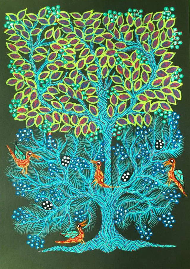 Buy Akshaya Vata: The Tree of Life Bhil Painting by Geeta Bariya