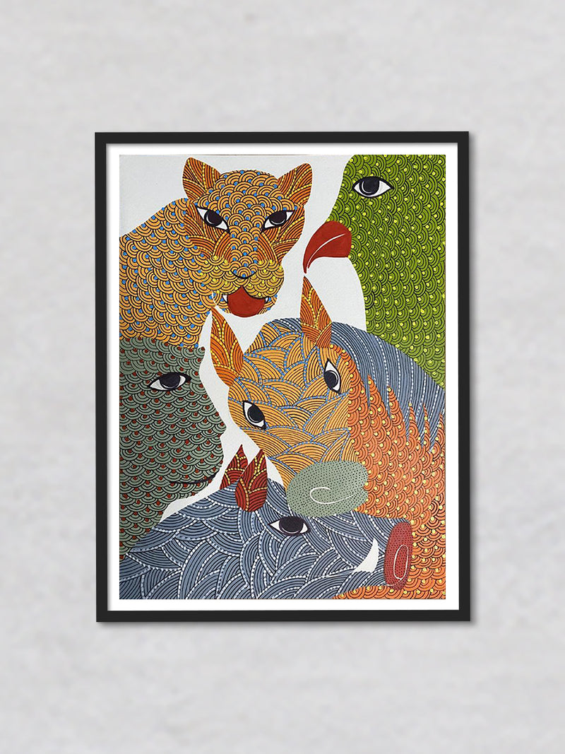 Animal Life, Gond Painting by Venkat Shyam