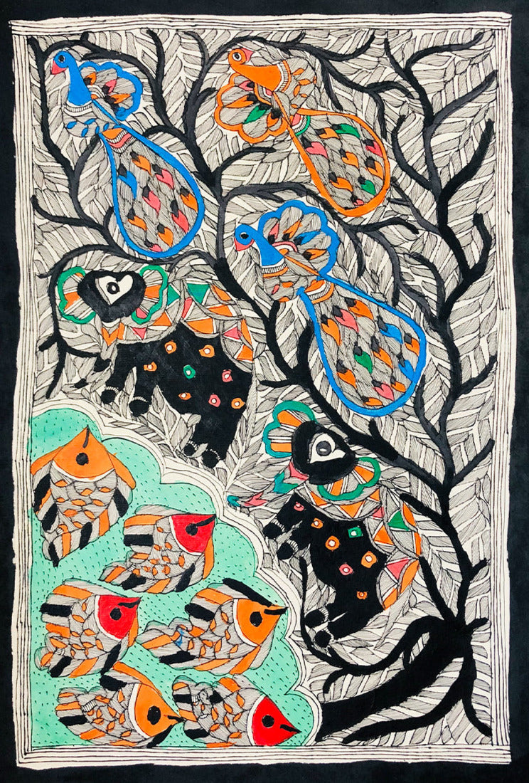 Animals, Madhubani by Ambika devi