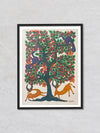 Animals around a Tree, Bhil Art by Geeta Bariya