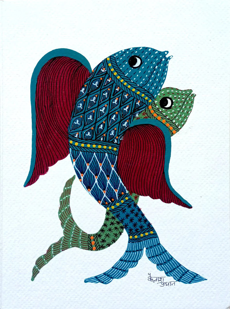 Animals in Gond Art Paintings by Kailash Pradhan