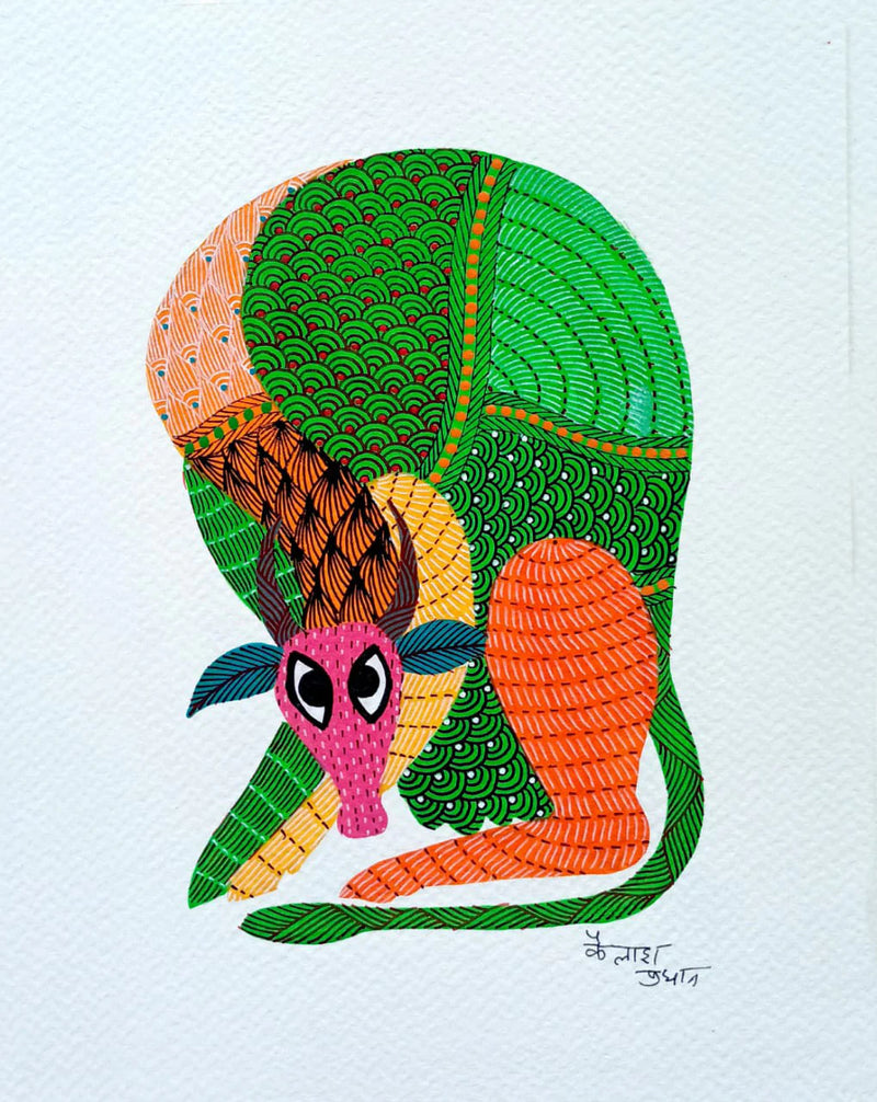 Animals in Gond Art Paintings by Kailash Pradhan