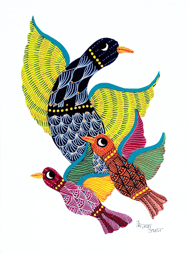 Animals in Gond Art Paintings by Kailash Pradhan