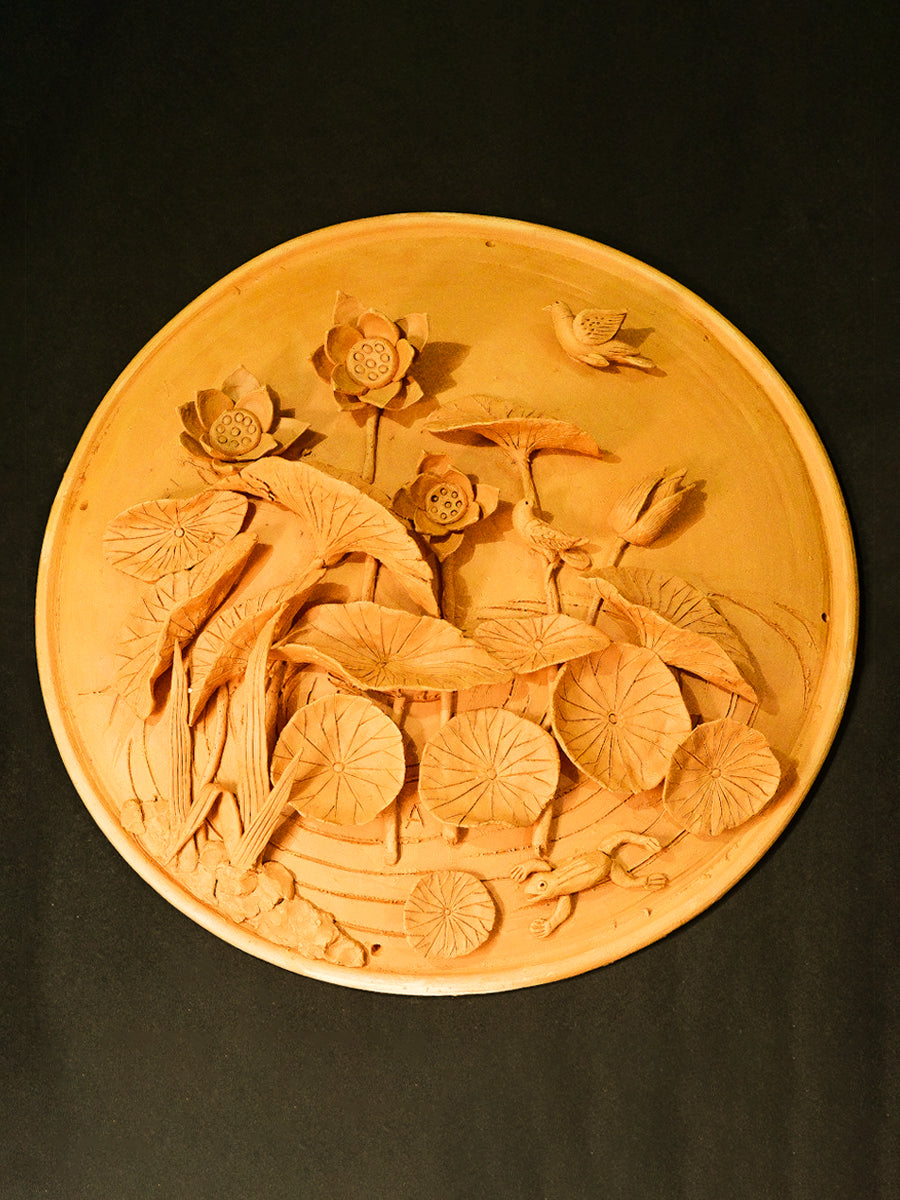 Aqua Symphony Terracotta Model of Aquatic Plant Life, Terracotta art by Dolon Kundu