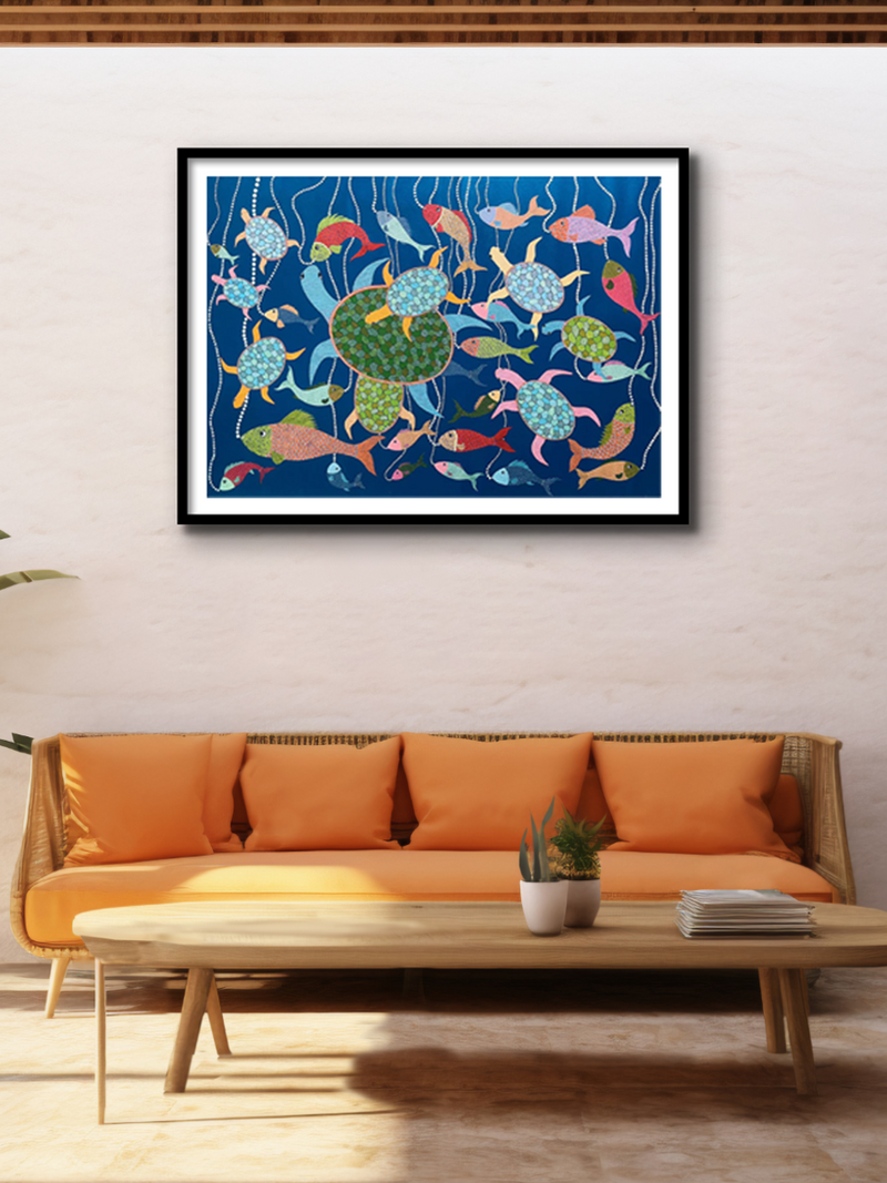 Aquatic Allure:Gond Painting by Venkat Shyam