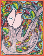 Aquatic Life in Santhal Pattachitra by Hasir Chitrakar