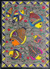 Buy Aquatic symphony- Enchanting Fishes in Madhubani Pond, Madhubani Painting by Ambika Devi