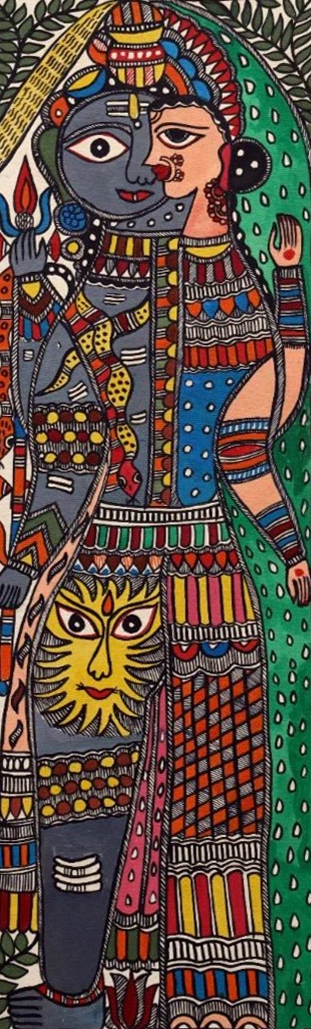 Shop Ardhanareshwar in Vivid Colours Madhubani Painting by Ambika Devi