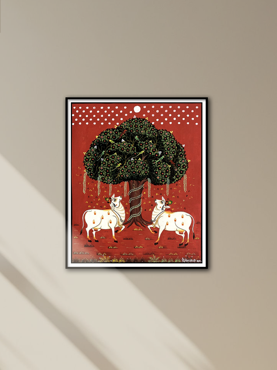 Shop Ashwatha Tree with Cows Pichwai Painting by Dinesh Soni