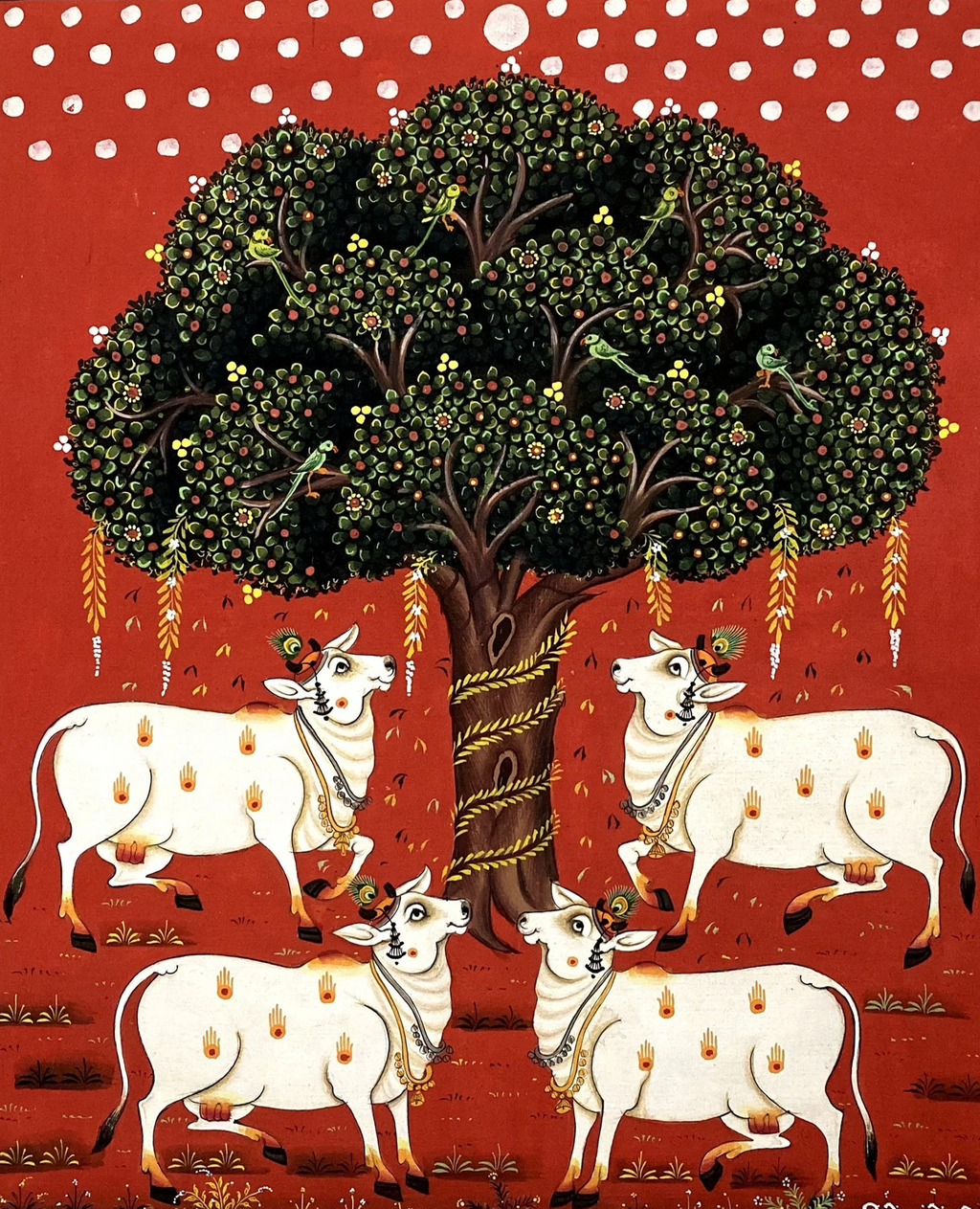 Buy Ashwatha Tree with Cows Pichwai Painting by Dinesh Soni