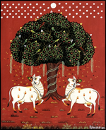 Buy Ashwatha Tree with Cows Pichwai Painting by Dinesh Soni