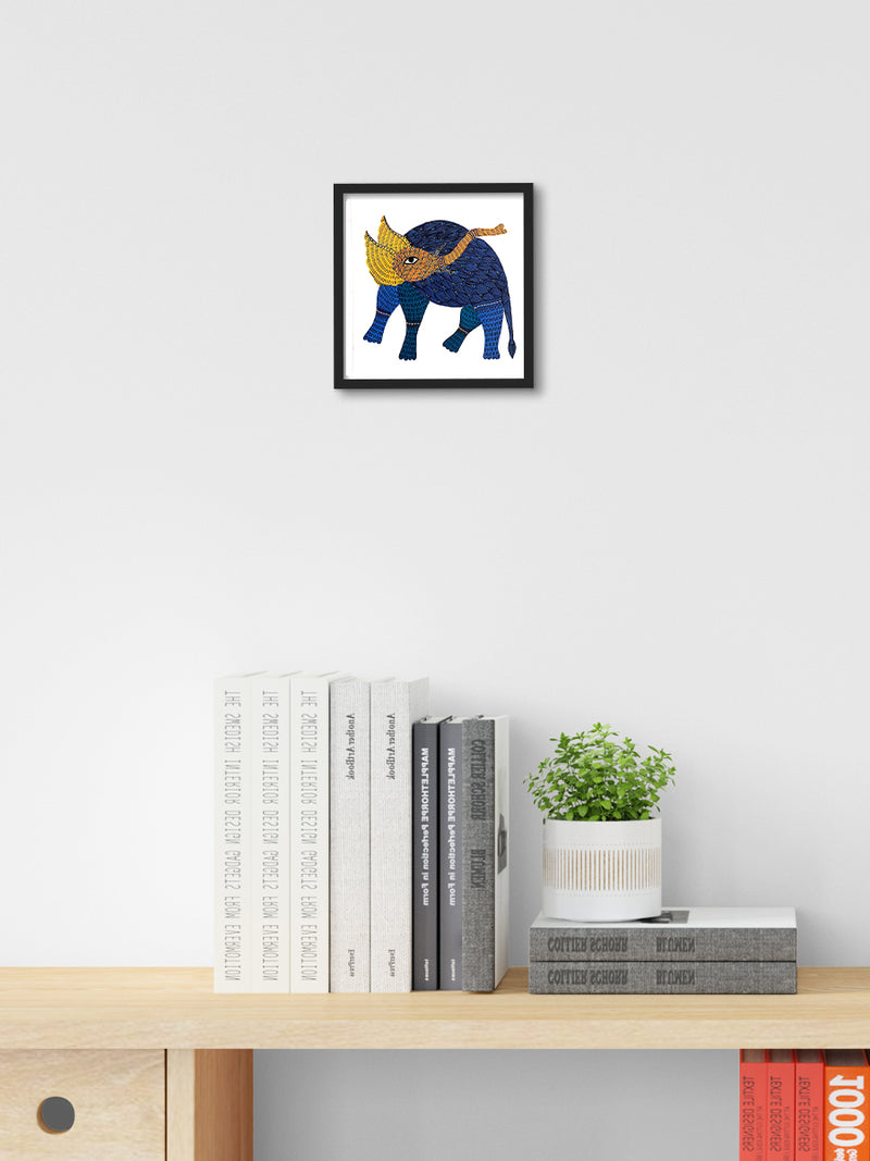 Shop Azure Majesty The Serene Blue Elephant of Gond Art