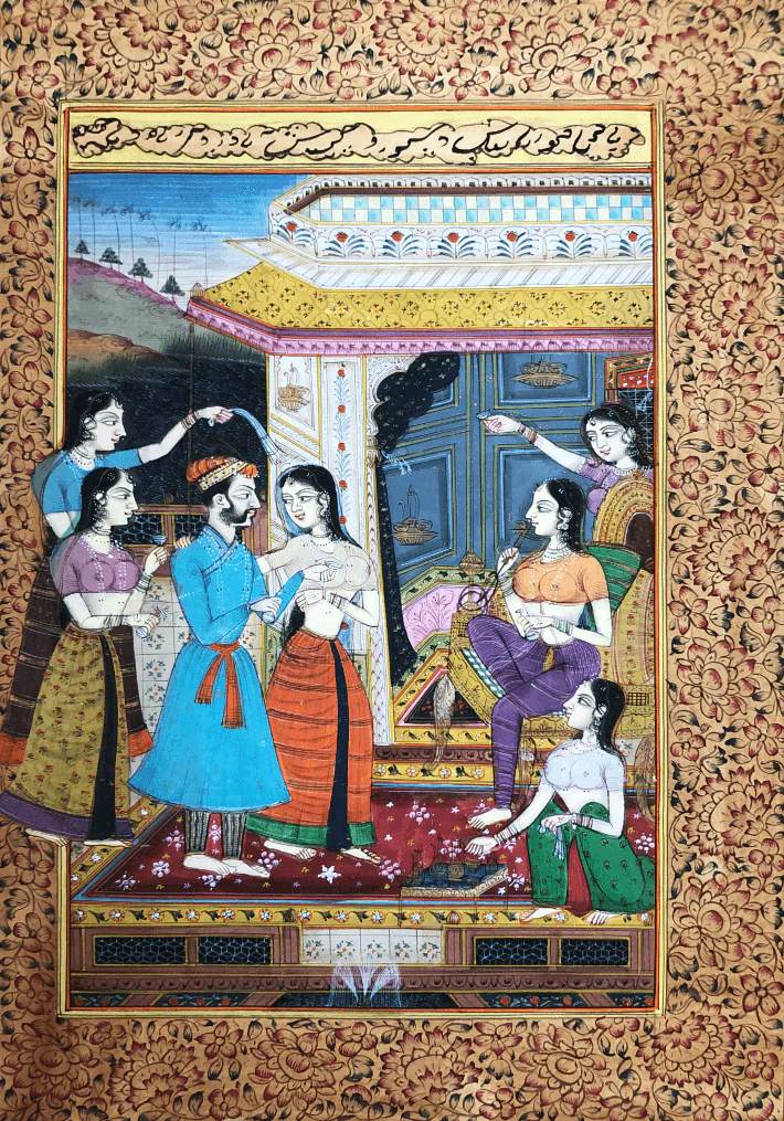 Badshah at Pleasure in Miniature Painting by Mohan Prajapati