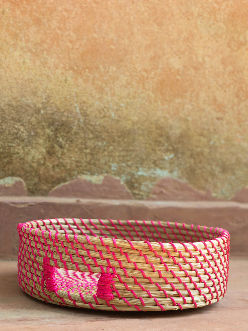 Order Basket weaved with pink rope: Sabai Grass Work by Gouri Mohapatra