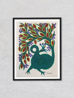 Bird With a Tree, Bhil Art by Geeta Bariya\